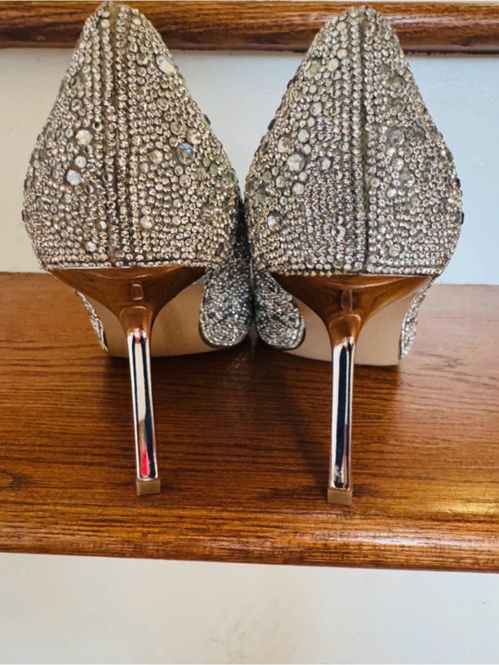 Steve Madden Silver Crystal Pointed Stiletto Heels